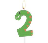 Dinosaur Number Birthday Candles,Jungle Party Happy Birthday Decorations Cake Number 2 Candle,Cupcake Topper for Boys Girls Kids Dinosaur Forest Theme 2nd Birthday Party Decorations