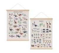 Dinosaur Number Chart Alphabet Poster Hanger, ABC Chart Wall Decor, Toddler Learning Posters, Educational Posters Homeschool Supplies, Dinosaur Gifts Wall Art Wall Hanging Banner Bedroom Nursery Decor