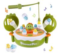 Dinosaur Operation Board Games 4 in 1 Magnetic Fishing Game for Kids Pop Up Board Dinosaur Toys Musical Turntable Fishing Toy Interactive Family Game Educational Toddler Toy for 3-8 Years Old Gifts