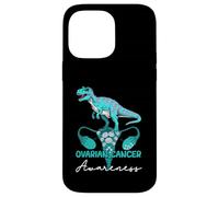 Dinosaur Ovarian Cancer Awareness Teal Ribbon Dinosaur T-rex Case for iPhone 14 Pro Max