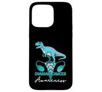 Dinosaur Ovarian Cancer Awareness Teal Ribbon Dinosaur T-rex Case for iPhone 15 Pro Max