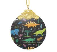 Dinosaur Palm Leaf 3"Glass Christmas Decor,Christmas Tree Ornament,Xmas Decoration, Holiday Decoration,Glass Round Pendant,Perfect For Holiday Party,Window,Tree,Home Decor