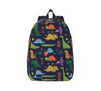 Dinosaur Palm Leaf Canvas Backpack Travel Laptop Bag, Water Protection And Ergonomic Straps For College Work, Black, S