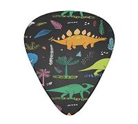 Dinosaur Palm Leaf Guitar Plectrums 12 Pieces Set :: Comfortable In The Hand With Smooth Edges Three Thicknesses To Match