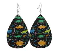 Dinosaur Palm Leaf Holiday Earrings For Women, Festive Star Drop Earrings, Chic Dangle Jewelry For Celebrations