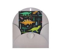 Dinosaur Palm Leaf Print Adorable Blank Cards& Envelopes,Unique Designs Perfect for Festivals, Invitations