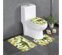 Dinosaur Palm Leaf Print Bathroom Mat Set 3 Pieces, Ultra Soft Carpet Quick Dry Bathroom Rug Sets Mats Absorbent with U-Shaped Toilet for Bathroom, Tub, Shower Toilet Base