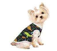 Dinosaur Palm Leaf Print Dog Sleeveless Vest Stretchy Breathable Pet T Shirt Apparel for Dogs Cats