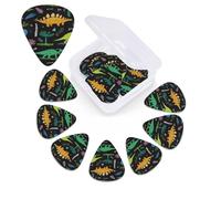 Dinosaur Palm Leaf Print Guitar Pick 12 Pack With Guitar Pick Case Guitar Plectrums Pick 0.46mm 0.96mm 0.71mm Guitar Accessories For Bass Electric Acoustic Guitars Ukulele