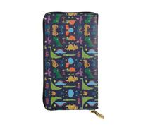 Dinosaur Palm Leaf Print Leather Long Clutch Wallet â€“ Fashionable Personalized Wallet, Multiple Card Slots, Gift Ready, Black, One Size, Black, One Size