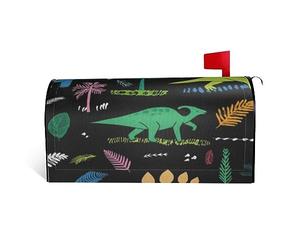 Dinosaur Palm Leaf Print Mailbox Cover Waterproof Post Box Cover Magnetic Post Letter Box Covers For Courtyard Garden Yard Fence Decor21x18 In