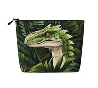 Dinosaur Palm Leaf Print Makeup Bag Cute Cosmetic Bag for Women Makeup Pouch Travel Toiletry Bag for Lady
