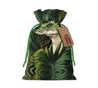 Dinosaur Palm Leaf Print Small Drawstring Pouch For Gifts,Reusable Gift Bag,For Holiday And Party Presents