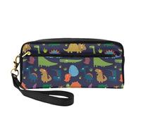 Dinosaur Palm Leaf Print Stylish Makeup Bag for Women Girls Cosmetic Pouch Toiletry School Office Travel