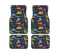 Dinosaur Palm Leaf Print Vehicle Foot Mat Set 4 Pieces Floor Mats Waterproof Anti-Slip Cars Trucks SUV Vans