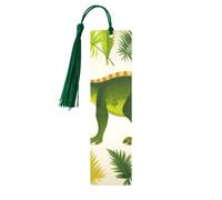 Dinosaur Palm Leaf Printed Metal Bookmarks M - Dark Green Lightweight Aluminium Book Marker for Books, Journals & Gifts, Ideal Book Lovers, Holiday Decor & Crafts