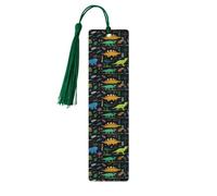 Dinosaur Palm Leaf Printing 5 Pieces Wooden Bookmark for Men Women Cool Bookmarks Craft Book Marks for Reading Book Lovers