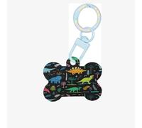 Dinosaur Palm Leaf Printing Acrylic Dog Bone Ornament,Dog Tags Personalized Pet Ornament, Key Chain Bone Shaped Id Tags
