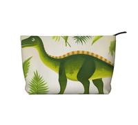 Dinosaur Palm Leaf Prints Corduroy Makeup Bag for Women Girls, Spacious Travel Cosmetic Organiser for Make-up, Toiletries & Essentials