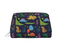 Dinosaur Palm Leaf PVC Leather Makeup Bag Cosmetic Pouch Travel Organizer Toiletry Clutch