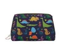 Dinosaur Palm Leaf PVC Leather Makeup Bag Cosmetic Pouch Travel Organizer Toiletry Clutch
