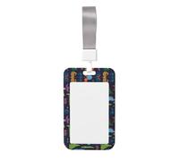 Dinosaur Palm Leaf Vertical Id Card Badge Holder with Neck Strap, Printed Waterproof Name Card Holder for Work Office Nurse School