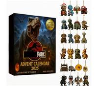 Dinosaur Park Advent Calendar 2025, 24 Days Christmas Countdown Calendar with 24PCS 2D Dinosaur Pendant, Cute Dinosaur Theme Countdown Calendar 2025 for Man Children Dinosaurs Lover