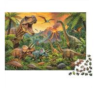 Dinosaur Park Jigsaw Puzzles 1000 Pieces Recycled Material Jurassic Period Puzzles for Elderly Relieve Senile Dementia Fun Family Game Activity Home 38x26cm/1000pcs