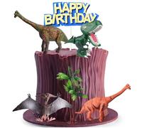 Dinosaur Party Cake Supplies Set for Kids Includes BrachiosaurusT-Rex Pterosaur Palm Tree & Happy Birthday Cake Topper Dinosaur JungleThemed Party Decoration for Boys Girls