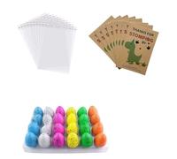 Dinosaur Party Favors Funny Mini Dinosaur Toys, Dinosaur Birthday Party Supplies, 12 and Dino 12 Hatching Bul Eggs Card Pack