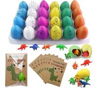 Dinosaur Party Favors Funny Mini Dinosaur Toys Dinosaur Birthday Party Supplies 24 Pack Dino Eggs and 24 Hatching Card Bulk Gifts Novelty Birthday Party Decorations for Women Men