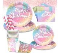 Dinosaur Party Tableware Set, Dinosaur Decoration Children's Birthday, Paper Plates Birthday Set for 10 Guests, Dinosaur Tableware for Party (Bight 60 Pieces)