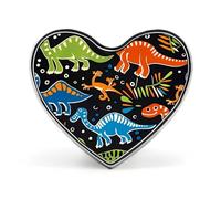 Dinosaur Pattern Colorful Novelty Metal Badge 1″ Heart Form Brooch Pin Clothes Bag Accessories Tie Decor