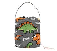 Dinosaur Pattern Crochet Bag Crochet Project Bags with Holes Travel Storage for Knitting Tools Knitting Accessory