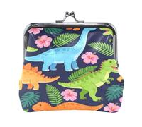 Dinosaur Pattern Lock Coin Purse, Microfiber Leather Vintage Clasp Change Pouch for Women, 4.52×4.13in
