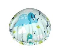 Dinosaur pattern Print Reusable Double Layers Shower Cap, Bathing Shower Caps Women Large Shower Caps