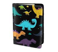 Dinosaur Pattern Print Stylish Men Women 5.5 Inch Passport Travel Document Wallet For Secure Storag, Black, One Size