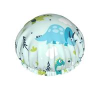 Dinosaur Pattern Print Various Activities Shower Cap Reusable Soft And Lightweight Bath Hair Cap Long Hair