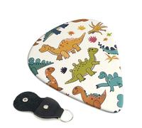 Dinosaur pattern Printed Guitar Picks, 6 Pack with Leather Keychain Pick Holder - 0.46mm, 0.71mm, 0.96mm Assorted Thickness for Acoustic Ukulele, Electric Guitar, Acoustic Guitar, Bass