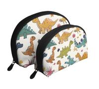 Dinosaur Pattern Printed Makeup Bags 2-Piece Portable Shell Travel Toiletry Bag Cosmetic Organizer Bag for Women