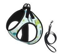 Dinosaur Pattern Printing Dog Summer Harness With Leash Set,Adjustable And Reflective Step-In Puppy Pet Vest Harnesses