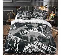 Dinosaur Patterns Quilt Cover 3D Design Printed Super Soft 3 Pcs Bedding Set Zipper Cartoon Design_1 Comforter Cover Ultra Soft Hypoallergenic for Kids Adults Women Teens Youth Single（135x200cm）
