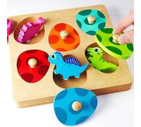 Dinosaur Peg Puzzles Wooden Toys for 1 2 Year Old Boys Gifts