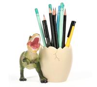 Dinosaur Pen Holder for Kids, Cute Sturdy Resin Dinosaur Desk Organizer, Dinosaurs Kids Toothbrush Holder Cup, Bathroom Decor Accessories, Funny Office Supplies Idea Gift for Children(green)