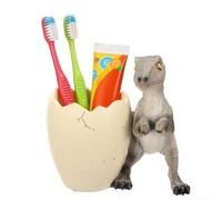 Dinosaur Pen Holder for Kids, Cute Sturdy Resin Dinosaur Desk Organizer, Dinosaurs Kids Toothbrush Holder Cup, Bathroom Decor Accessories, Funny Office Supplies Idea Gift for Children(grey)