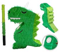 Dinosaur Pinata for Kids Parties - with Bashing Stick and Blindfold - Childrens Themed Birthday Party Game Activity for Boys & Girls Age 3+ - Large Hanging Fillable Pinatas 44.5cm x 34cm x 8.5cm
