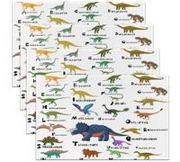 Dinosaur Placemats Set of 4 Jungle Dino Alphabet Placemats for Dining Table Indoor Outdoor Kitchen ABC Educational Table Mats Placemat Kitchen Dining Table Cartoon Cute 45X30cm