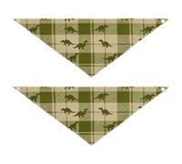 Dinosaur Plaid Pet Triangle Scarf Good Breathability 2 Piecing Set for a Gift Pets at Different Stages 20 × 7 3in