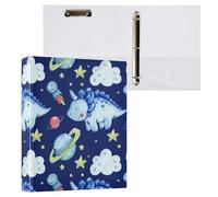 Dinosaur Planet Stars Navy 3 Ring Binder 1.5 Inch Ring Binders with Clear View Binder Organizer for Office School Supplies, 200 Sheets Capacity, Fit A4 Letter Size Paper, 2 Pack