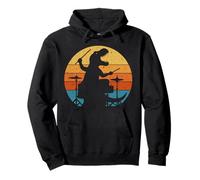 Dinosaur Playing Drums Funny Drummer Drumming Music Band Pullover Hoodie